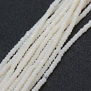 Opaque Glass Beads Strands, Faceted, Rondelle, White, 2.5x1.5mm, Hole: 0.5mm, about 150~155pcs/strand, 32~33cm(EGLA-J144-NB11)