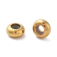 Ion Plating(IP) 304 Stainless Steel Beads, with Rubber Inside, Slider Beads, Stopper Beads, Rondelle, Golden, 9x4.5mm, Hole: 3mm(STAS-P374-01G)