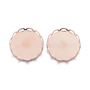 304 Stainless Steel Cabochon Settings, Lace Edge Bezel Cups, Flat Round, Rose Gold, Tray: 16mm, 17x3mm(STAS-P249-16E-RG)