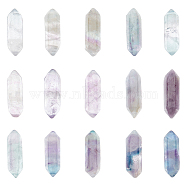 15Pcs Natural Colorful Fluorite Double Terminal Pointed Beads, No Hole, Faceted, Double Terminated Point, 22~23x6x6mm(G-OC0003-71)