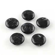 Flat Round Imitation Gemstone Acrylic Beads, Black, 22x8.5mm, Hole: 2mm, about 190pcs/500g(OACR-R051-01)