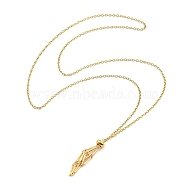 Brass Pouch Necklace Making for Gemstone Nugget, Real 18K Gold Plated, 25~25-1/4 inch(63.6~64cm)(NJEW-JN04369-02)