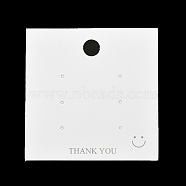 Paper Earring Display Cards, Smiling Face Print Jewelry Display Cards for Earring Studs, White, Square, 8x8x0.06cm, Hole: 10mm and 1.8mm, about 100pcs/bag(CDIS-F007-01)