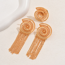 Vintage Alloy Hollowed Sea Shell Shaped Rings & Tassel Earrings Set for Women, Golden(GH2970)