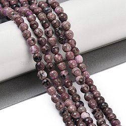 Natural Fire Crackle Agate Beads Strands, Dyed & Heated, Round, Faceted, Rosy Brown, 5.5~6mm, Hole: 1mm, about 66pcs/strand, 14.37''~14.57''(36.5~37cm)(G-C082-A01-35)