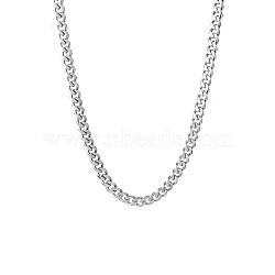 201 Stainless Steel Curb Chain Necklaces for Men, Stainless Steel Color, 19.76 inch(50.2cm), Link: 9x7x2mm(NJEW-Q336-08E-P)