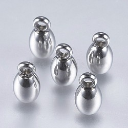Tarnish Resistant 201 Stainless Steel Cord Ends, End Caps, Stainless Steel Color, 8x4mm, Hole: 2mm, Inner Diameter: 3mm(STAS-F145-02P-8x4mm)