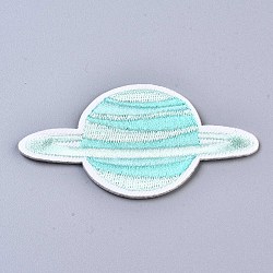 Planet Appliques, Computerized Embroidery Cloth Iron on/Sew on Patches, Costume Accessories, Pale Turquoise, 41x78x1.5mm(DIY-S041-106)