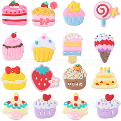 84pcs 14 style PVC Plastic Cabochons, Food, Ice Cream/Cake/Strawberry/Lollipop, Mixed Color, 26~32.5x20.5~31x2.5~4mm, 6pcs/style(KY-SC0001-76)