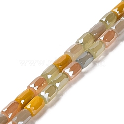 Electroplate Glass Beads Strands, Faceted, Column, Gold, 6~6.5x4mm, Hole: 0.8mm, about 80pcs/strand, 20.12~20.24 inch(51.1~51.4cm)(EGLA-D030-08F)
