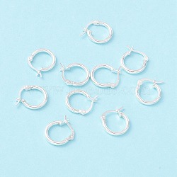 925 Sterling Silver Hoop Earrings, Chunky Small Huggie Hoop Earrings for Women, Silver, 14x13x2mm, Pin: 0.5x1mm(STER-P047-13A-S)