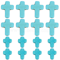 100Pcs 2 Styles Synthetic Turquoise Beads, Dyed, Cross, Dark Turquoise, 10~16x8~12x3~3.5mm, Hole: 1mm, 50pcs/style(TURQ-SC0001-22)