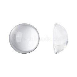 Transparent Half Round Glass Cabochons, Clear, 24~25x11~12mm(GGLA-R027-25mm)