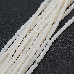 Opaque Glass Beads Strands, Faceted, Rondelle, White, 2.5x1.5mm, Hole: 0.5mm, about 188~195pcs/strand, 12.9 inch(33cm)(EGLA-J144-NB11)
