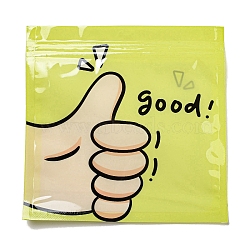 Square Plastic Packaging Zip Lock Bags, with Cartoon Hand Pattern, Top Self Seal Pouches, Yellow, 13.3x13.5x0.15cm, Unilateral Thickness: 2.5 Mil(0.065mm)(OPP-K001-06D)