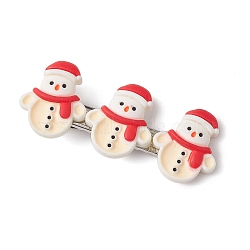 Christmas Theme Resin Alligator Hair Clips, with Iron Chips, for Girls, Snowman, 25x65x17mm(PHAR-JH00112)