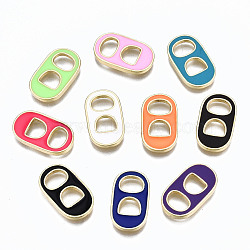 Brass Enamel Link Connectors, Cadmium Free & Nickel Free & Lead Free, Oval, Real 16K Gold Plated, Mixed Color, 18.5x10.5x2mm, Hole: 5.5x5mm and 6.5x4.5mm(KK-S362-023-NR)