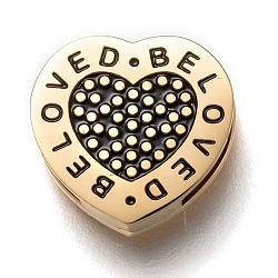304 Stainless Steel Slide Charms, Enamel Style, Heart with Word Beloved, Golden, 12.5x13x3.5mm, Hole: 8.5x1.5mm(STAS-P270-34G)