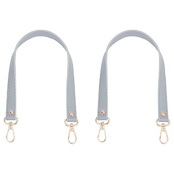 Imitation Leather Bag Handles, with Alloy Swivel Clasp, Gray, 47x1.85x0.3cm