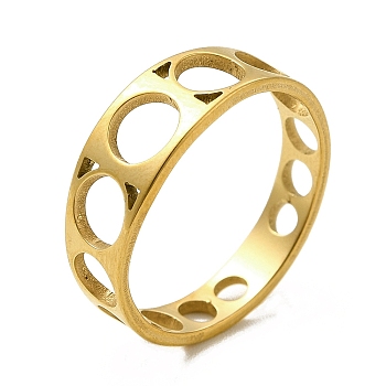 Ion Plating(IP) 201 Stainless Steel Finger Rings, Hollow Out Round Ring for Women, Golden, 4~6mm, Inner Diameter: 17mm