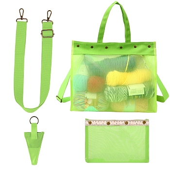 PVC Shoulder Yarn Storage Bag, Rectangle, Lawn Green, 32x39x15cm