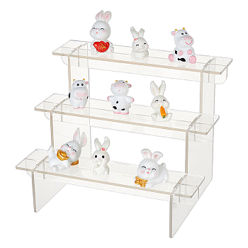 3-Layer Rectangle Acrylic Minifigures Organizer Display Risers, Assembled Action Figures/Doll Holder, Clear, Finish Product: 15x20x15cm