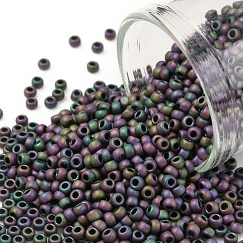 TOHO Round Seed Beads, Japanese Seed Beads, (709) Matte Color Iris Violet, 11/0, 2.2mm, Hole: 0.8mm, about 5555pcs/50g