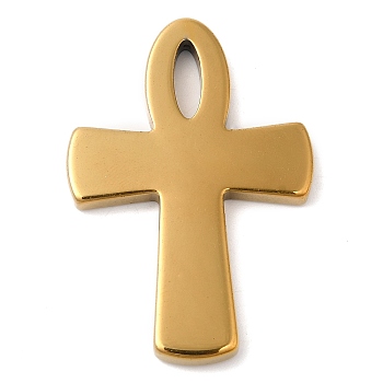 Electroplated Synthetic Non-magnetic Hematite Pendants, Religion Cross Charms, Golden Plated, 49x33.5x4mm, Hole: 1mm