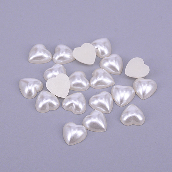 ABS Plastic Cabochons, Heart, Old Lace, 9.5x9.5x4mm, about 100pcs/bag