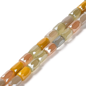 Electroplate Glass Beads Strands, Faceted, Column, Gold, 6~6.5x4mm, Hole: 0.8mm, about 80pcs/strand, 20.12~20.24 inch(51.1~51.4cm)