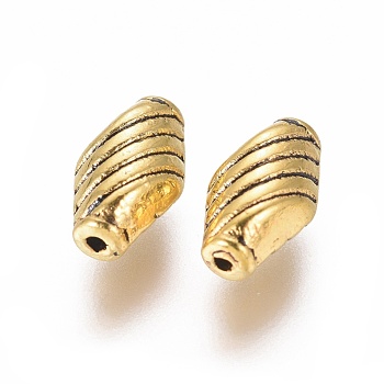 Tibetan Style Alloy Beads, Antique Golden Color, Lead Free & Cadmium Free, Size: about 10mm long, 6mm wide, 5mm thick, hole: 1mm
