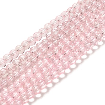 Drawbench Transparent Glass Beads Strands, Spray Painted, Round, Pink, 4mm, Hole: 1.1~1.3mm, 31.4 inch