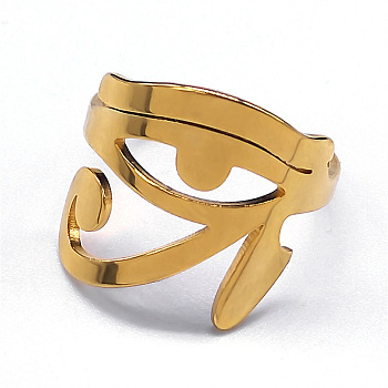 Eye of Ra/Re 304 Stainless Steel Adjustable Finger Rings, Golden, Inner Diameter: 18mm