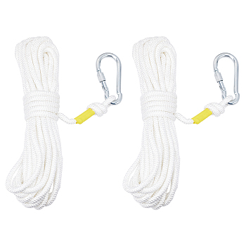 High Strength Polypropylene Rope, Fire Lifesaving Rope, Outdoor Climbing Rope, White, 7.5mm, Clasp: 100x46x8.5mm, Screw: 12mm, about 10m/bundle