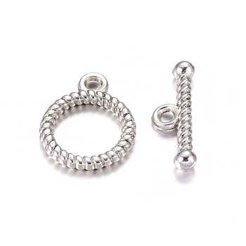 Tibetan Style Alloy Toggle Clasps, Cadmium Free & Lead Free, Antique Silver, Ring: 13x16mm, Bar :6x18mm, Hole: 2mm