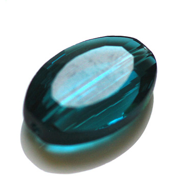 Imitation Austrian Crystal Beads, Grade AAA, Faceted, Oval, Dark Cyan, 13x10x5mm, Hole: 0.9~1mm