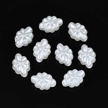 ABS Plastic Imitation Pearl Beads, Flower, Creamy White, 11.5x8.5x5mm, Hole: 1.6mm, about 1790pcs/500g
