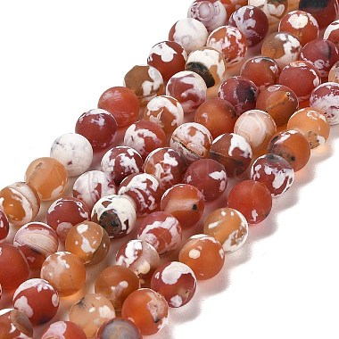 Round Fire Crackle Agate Beads