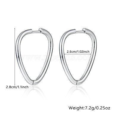 boucles d'oreilles créoles en argent sterling plaqué rhodium anti-ternissement 925(DU0168-1)-3