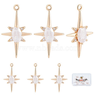 Real 18K Gold Plated Clear Star Brass+Glass Pendants