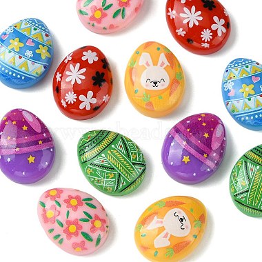 12Pcs 6 Colors Easter Cartoon Opaque Resin Cabochons(RESI-FS0001-56)-3