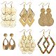 6pares 6 estilos de aretes colgantes grandes con rombos(EJEW-SZ0001-56)-1