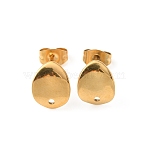 304 Stainless Steel Stud Earring Findings, Teardrop, Golden, 11x8mm, Hole: 1.2mm, Pin: 0.7mm(STAS-K254-04G)