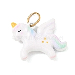 304 Stainless Steel Enamel Pendants, Unicorn Charms, Golden, 16x20x4.5mm, Hole: 4.5mm(SA-CBA08A6-01A-G)