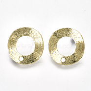 Alloy Stud Earring Findings, with Loop and Steel Pins, Ring, Light Gold, 21x20mm, Hole: 2mm, Pin: 0.7mm(X-PALLOY-T065-16)