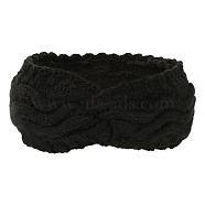 Polyacrylonitrile Fiber Yarn Warmer Headbands with Velvet, Soft Stretch Thick Cable Knit Head Wrap for Women, Black, 245x100mm(COHT-PW0001-24B)