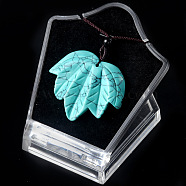 Synthetic Turquoise Pendants Necklaces, Leaf, 14.96 inch(38cm)(PW-WG25252-14)