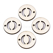 Unfinished Natural Poplar Wood Links Connectors, Laser Cut, Flat Round with Word, Letter.O, 29.5x2.5mm, Hole: 2.5mm(WOOD-S045-140B-01O)
