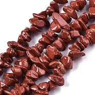 Natural Howlite Chip Beads Strands, Dyed, Imitation Red Jasper, 5~15x5~10mm, Hole: 1mm, 33.86 inch~35.43 inch(86~90cm)(G-M205-27A)