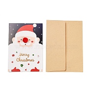 Rectangle Paper Greeting Card, with Envelope, Christmas Day Invitation Card, Santa Claus, 150x105x1.5mm(AJEW-P123-B01)